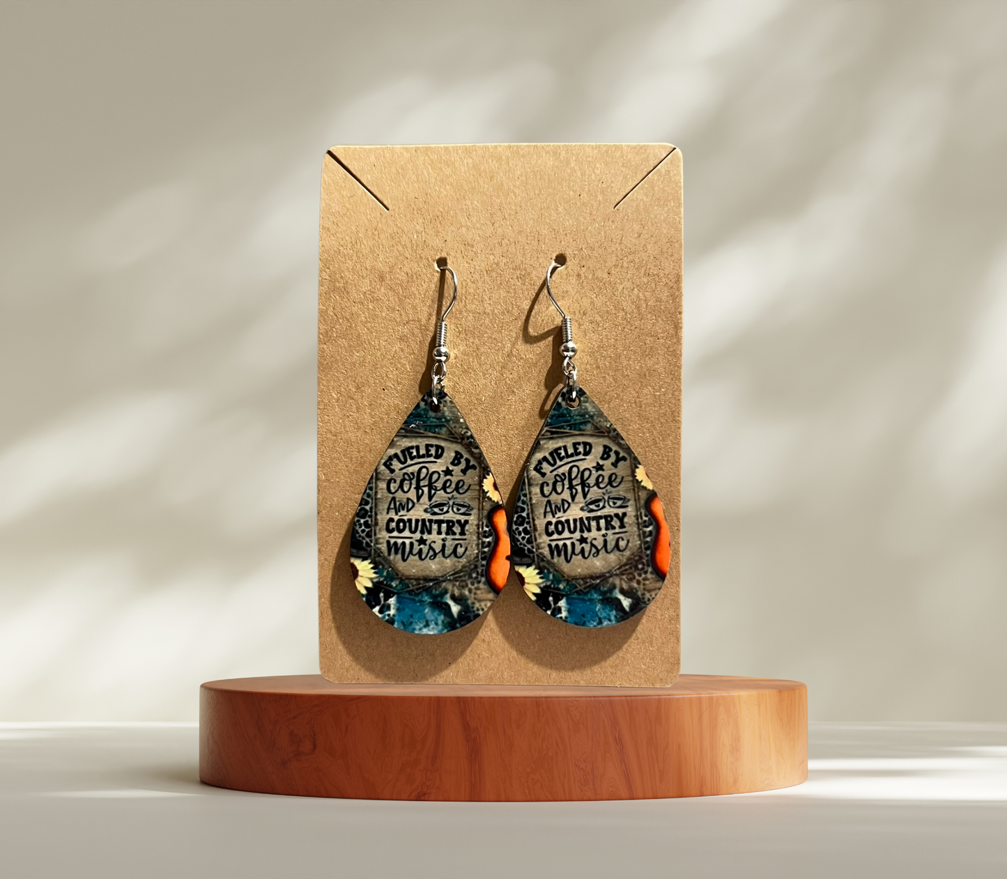 Coffee and Country music earrings