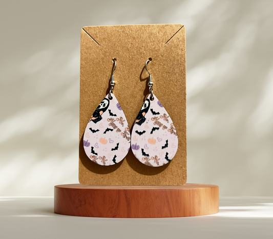 Pink Ghost Face Earrings