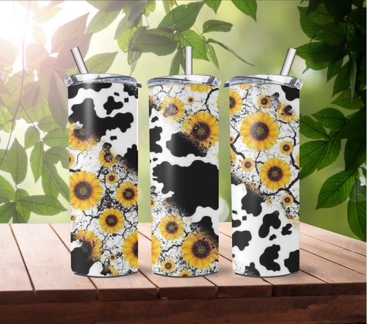 Marbled Cow Print Sunflowers