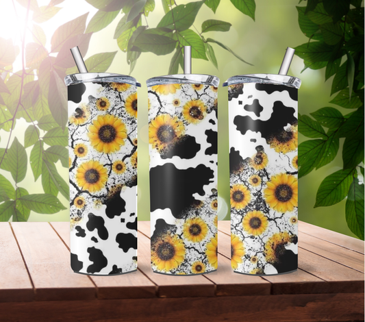 Marbled Sunflowers and Cow Print