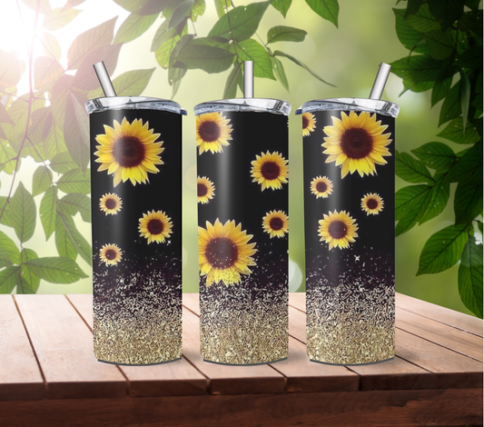 Sunflowers Gold Glitter