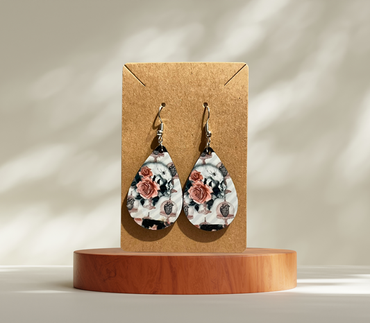 Skull and Rose Earrings