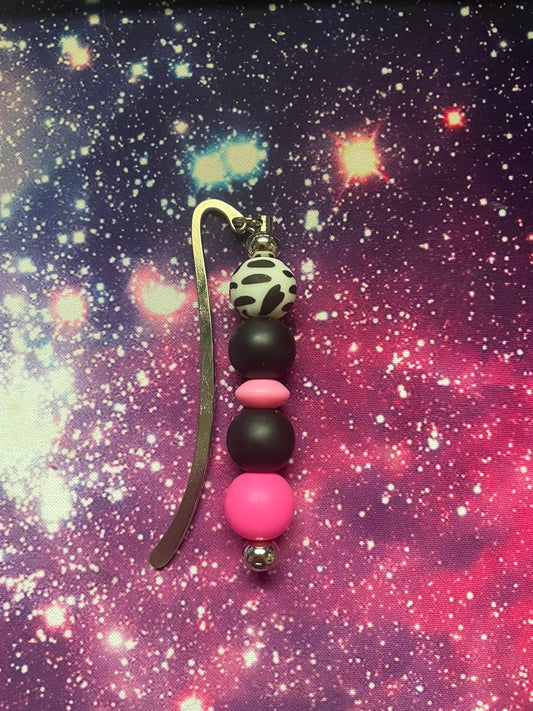 Black/White and Hot Pink Cow Bookmark