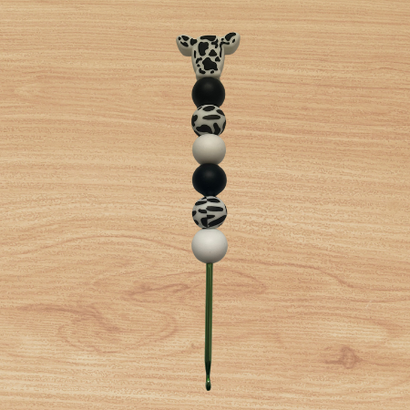 Black and White Cow Crochet Hook