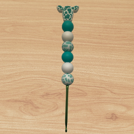 Teal Cow Crochet Hook