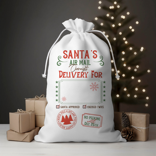 Airmail Snowflakes Santa Sack