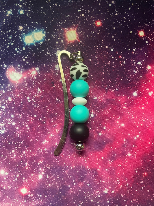 Black/White and Teal Cow Bookmark