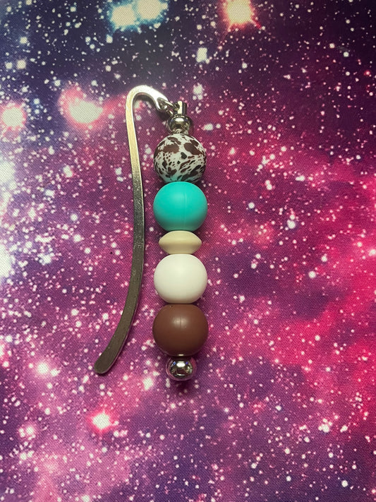 Brown/Teal Cow Bookmark