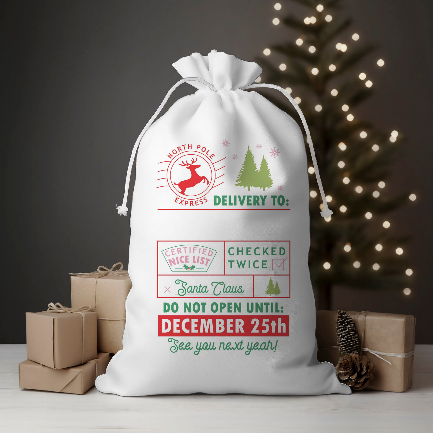 Certified Nice List Santa Sack