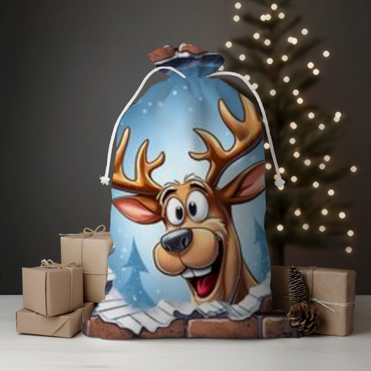 Cheerful Deer Santa Sack