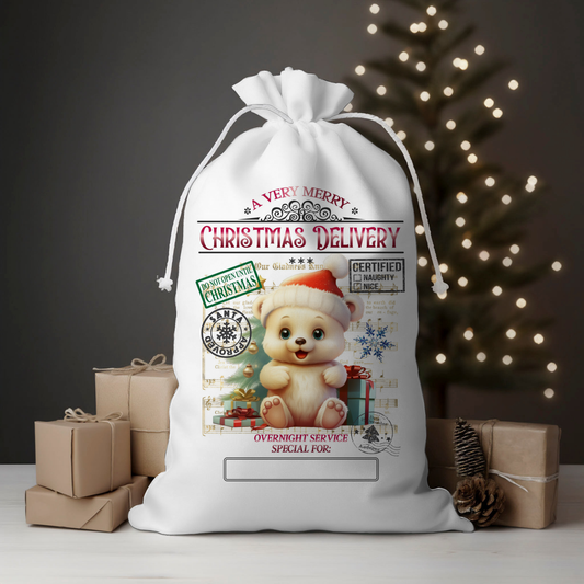 Delivery Bear Snowflake Santa Sack