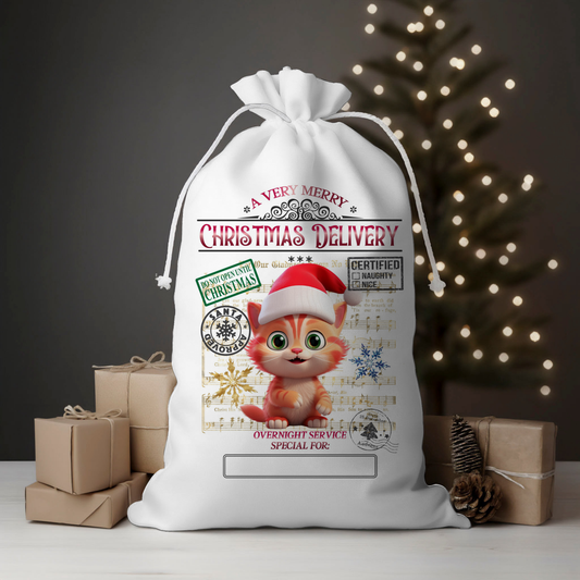 Delivery Cat Santa Sack