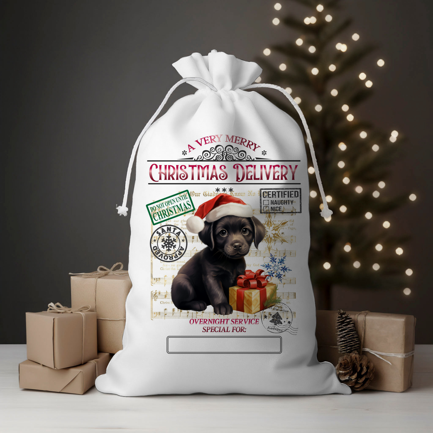 Delivery Chocolate Lab Santa Sack