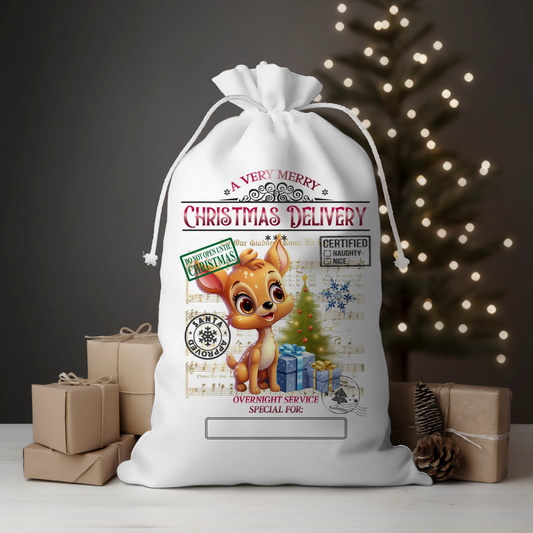 Delivery Deer Presents Tree Santa Sack