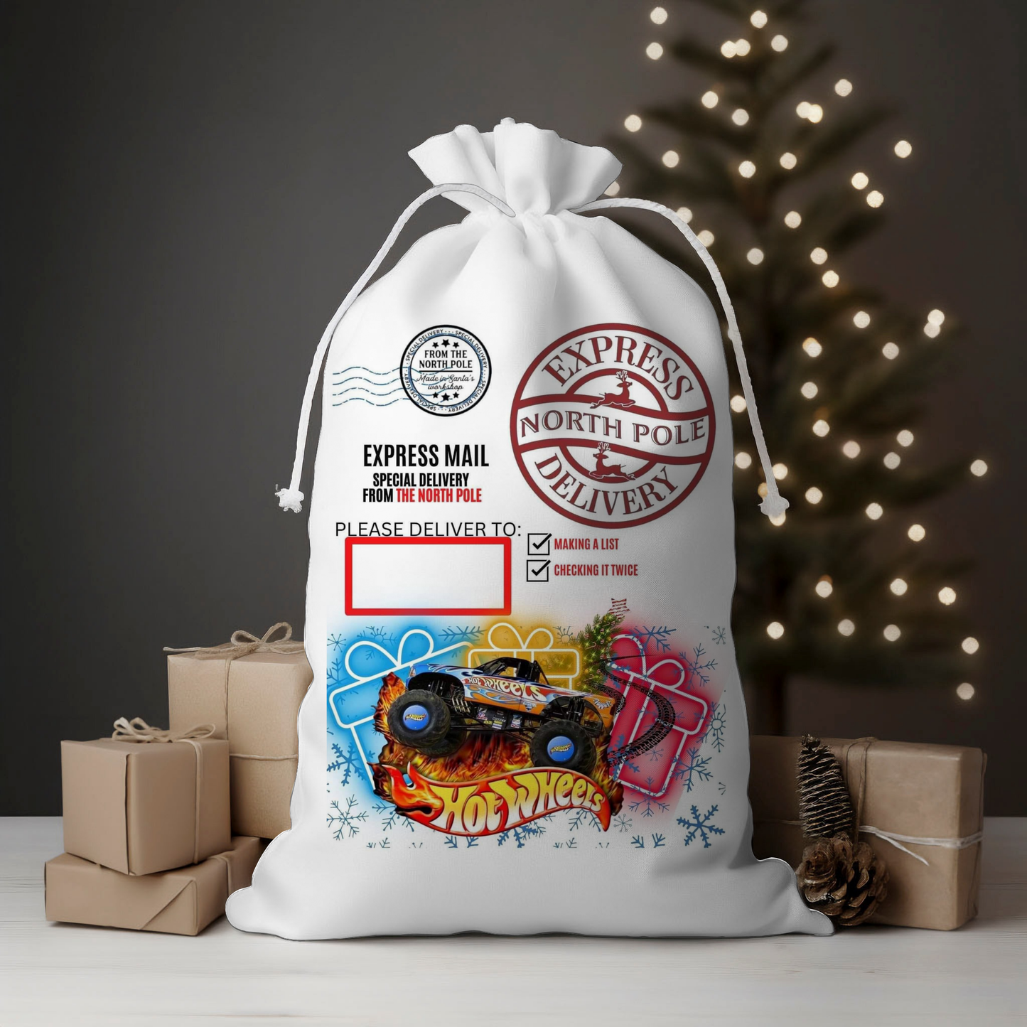 Delivery Monster Truck Santa Sack