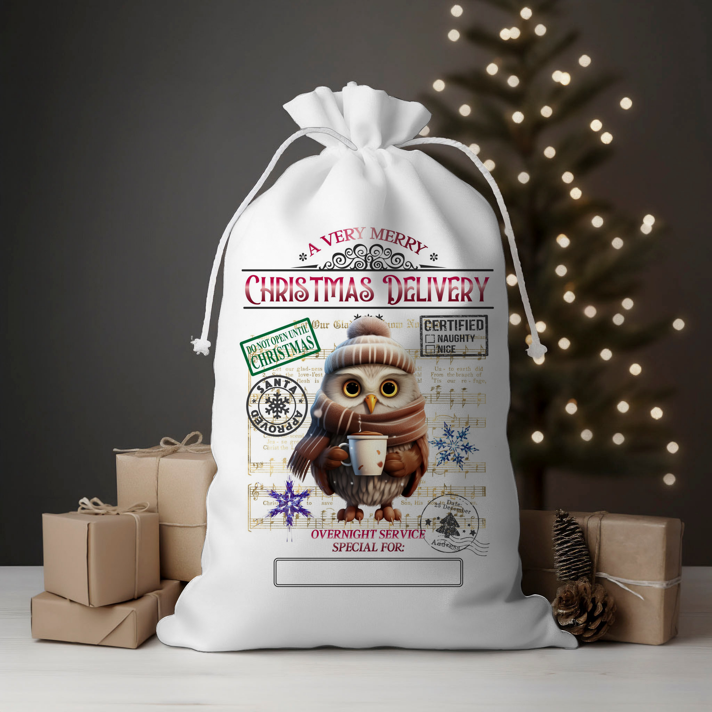 Delivery Owl Santa Sack