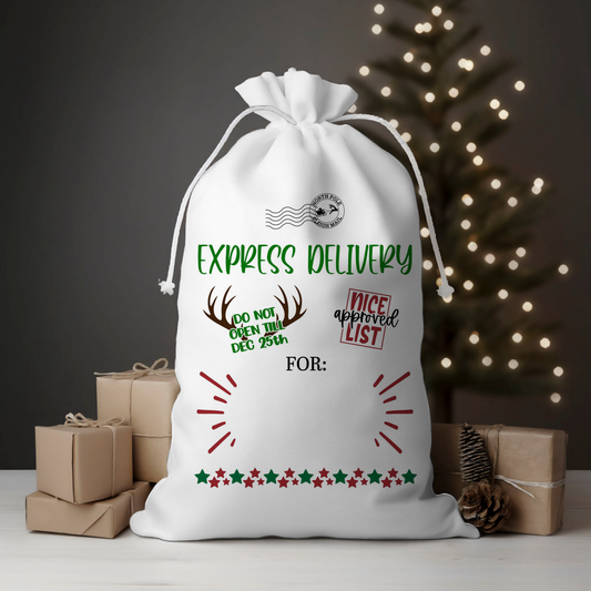 Express Delivery Stars Santa Sack