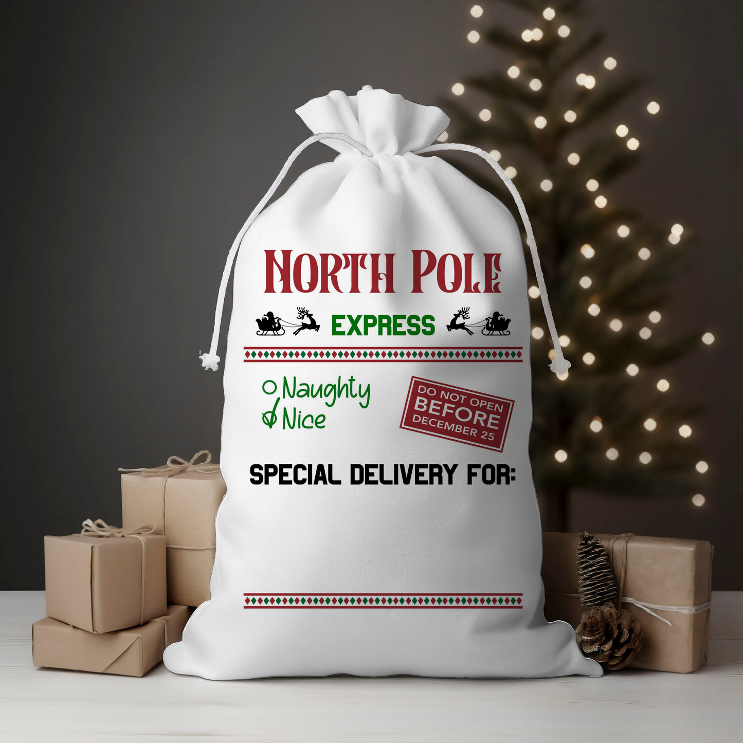 North Pole Express Sleighs Santa Sack