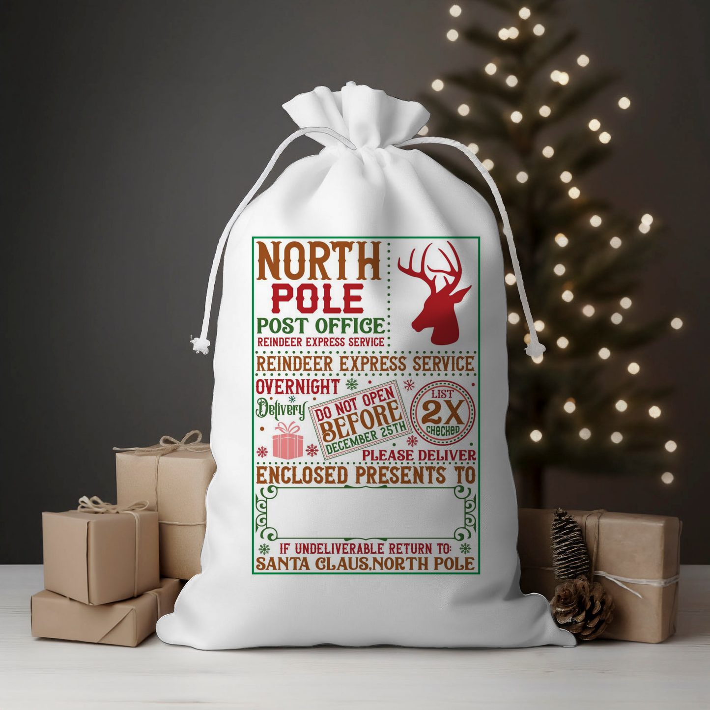 Reindeer Express Overnight Santa Sack