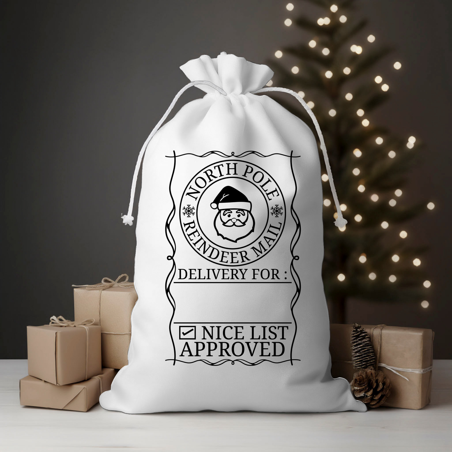 Reindeer Mail Nice List Santa Sack