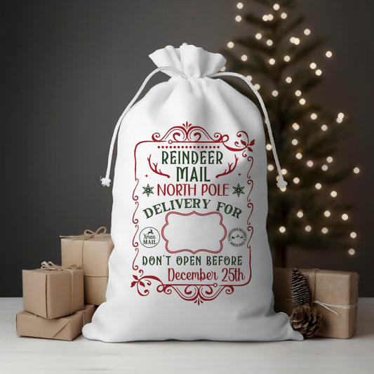 Reindeer Mail North Pole Santa Sack