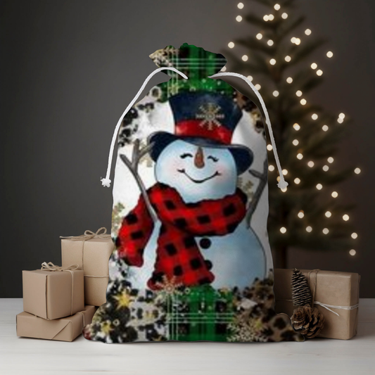 Snowman Plaid Santa Sack