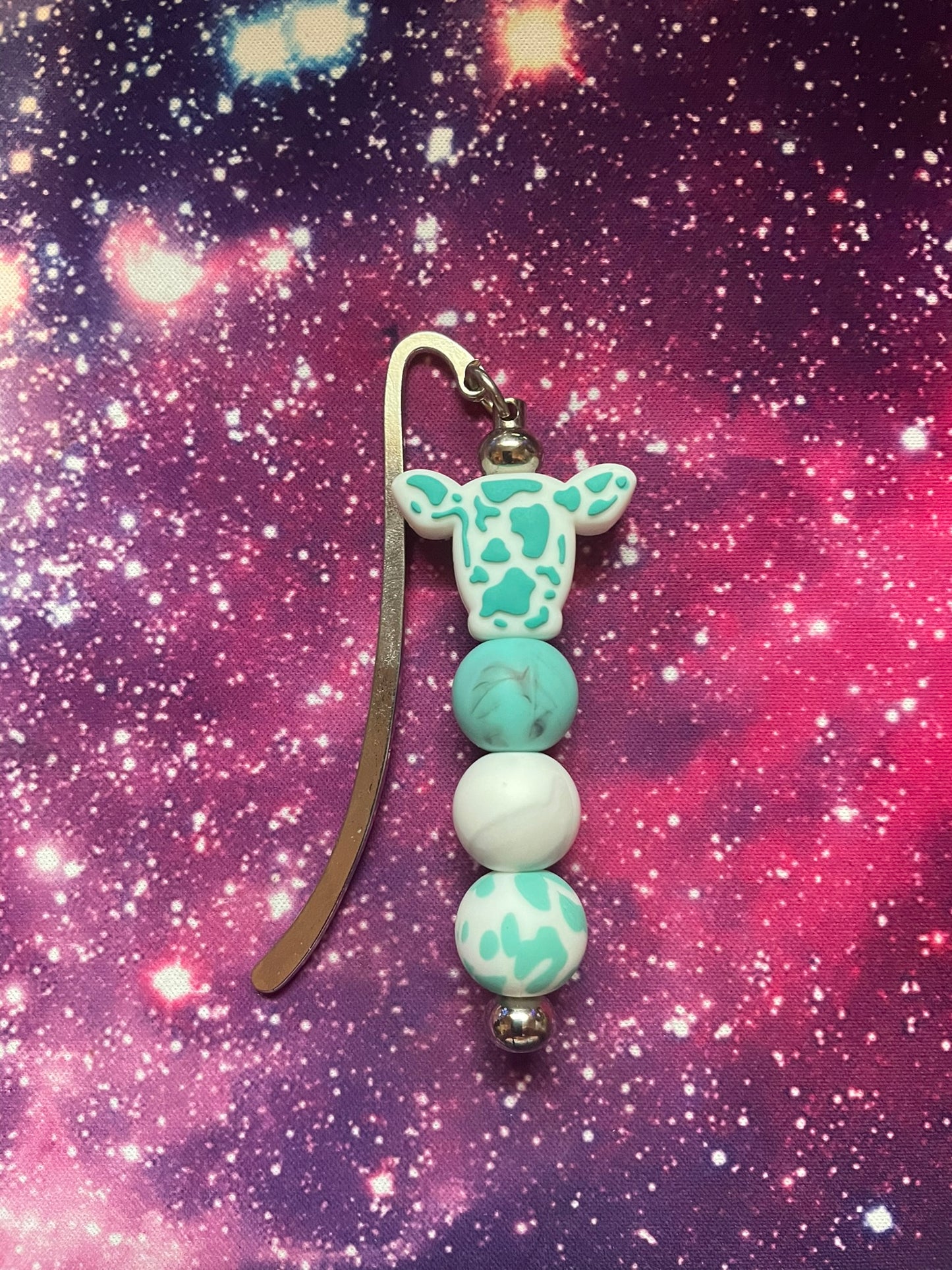 Teal Cow Vibes Bookmark